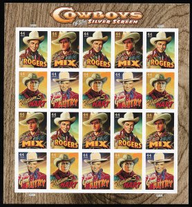 US #4446-49 44c Cowboys of Silver Screen Sheet, VF/XF OG NH, fresh sheets, ST...