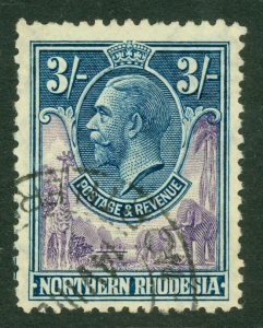 SG 13 Northern Rhodesia 1925. 3/- violet & blue. Very fine used CAT £30