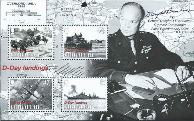 Gibraltar-2004-D-Day-60th Anniversary 4 Stamp Sheet Scott #979a