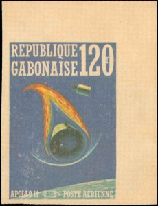 Gabon #C108-C108E, Complete Set(6), 1971, Space, No Gum As Issued, Imperforated