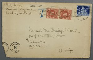 German Cover Mailed From Freiburg, Germany Late 30s #476 w/ Postage Due #J82 USA