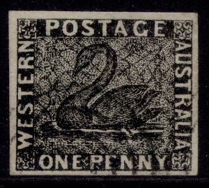 AUSTRALIA - Western Australia QV SG1, 1d black, FINE USED. SPIRO FORGERY