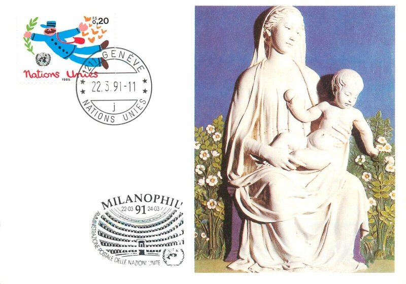E0011 Maximum card United nations religious figure sculpture Lucca della Robbia