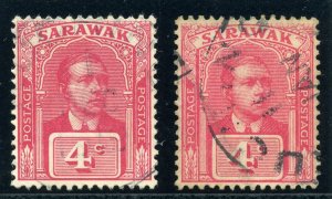 Sarawak 1918 KGV 4c both listed shades very fine used. SG 53, 53a.