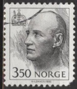 Norway 1008 (used, pulled corner) 3.50k King Harald (1993)