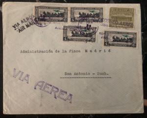 1937 Coban Guatemala Domestic Airmail Cover To San Antonio Such