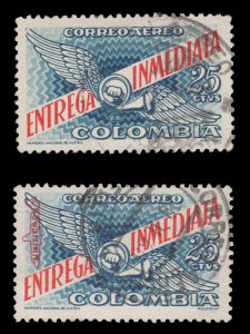 COLOMBIA STAMP 1958 - 59. SCOTT # CE1 - CE2. USED. # 3