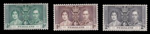 Nyasaland 51-53, MH Set of 3 - Coronation Issue