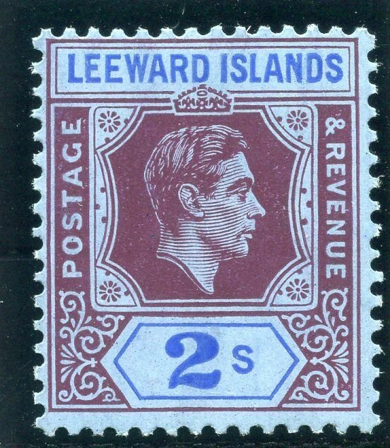 Leeward Islands 1938 KGVI 2s reddish purple & blue/blue (CH) MLH. SG 111.