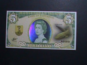 ​MONTSERRAT ISLANDS-COLLECTIBLES $5 UNCIRCULATED POLYMAR HOLOGRAM NOTE-VF