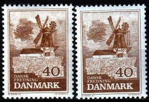DENMARK 1965 Nature and Monuments Protection. Windmill. Single, Both types, MNH