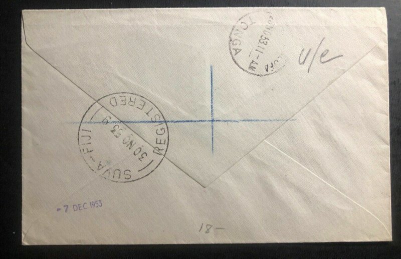 1953 Haapai Tonga Toga Airmail cover To Prestbury England Via Suva Fiji