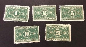 US Scott #JQ1-JQ5 F/VF Mint LH CV $257/ Price $154 ** FREE Shipping!!