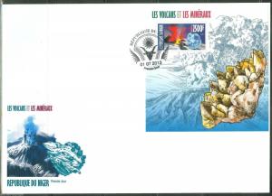 NIGER 2013 VOLCANOES & MINERALS SOUVENIR SHEET FIRST DAY COVER