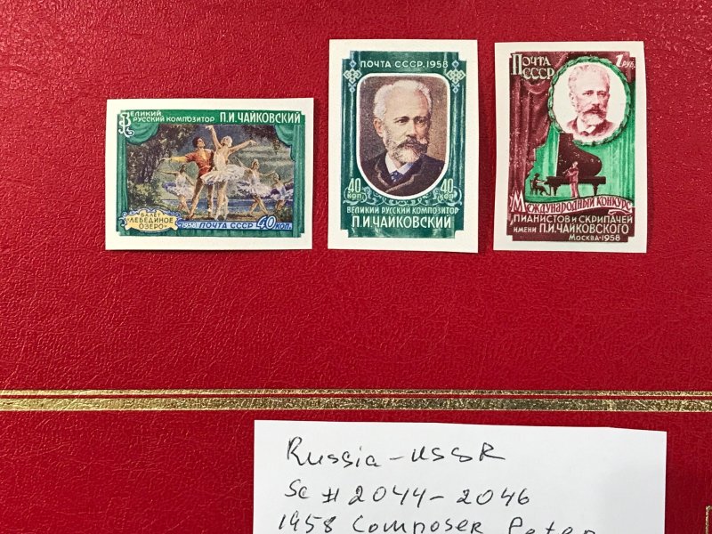 RUSSIA USSR Sc#2044-2046 1958 Composer Peter Tchaikovsky Imperf. MNH OG VF HS-42