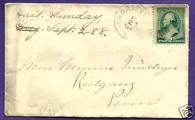 #213  SHORTSVILLE, N.Y - 1888 US POSTAL HISTORY COVER.