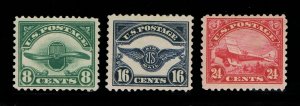 GENUINE SCOTT #C4 C5 C6 F-VF MINT OG H 1923 COMPLETE SET SECOND ISSUE AIR MAIL