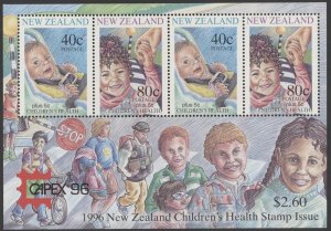 1996 New Zealand Scott #B152b, Children's Health Mint MNH Miniature Sheet