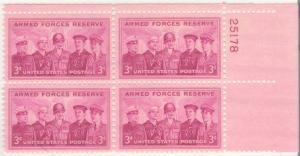 1067: Armed Forces Reserve - Plate Block - MNH - 25178-UR