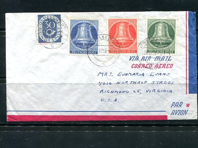 Berlin  Freedom Bells cover to USA VF   - Lakeshore Philatelics