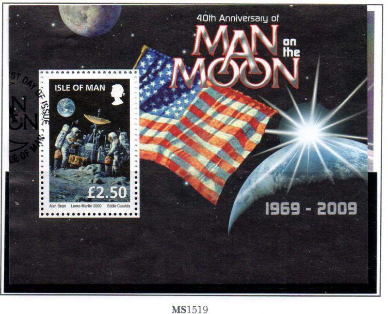 Isle of Man Sc 1318 2009 Moon Landing stamp sheet used