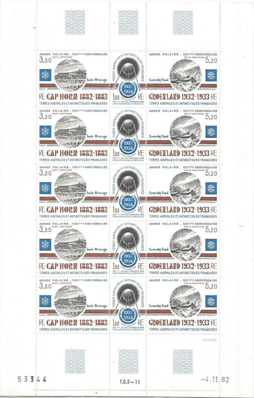 FRENCH SOUTHERN ANTARCTIC TERRITORY, C75A, MNH, SHEET OF 15 STAMPS, CAPE HORN