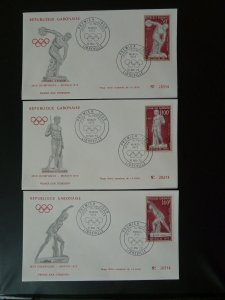 olympic games Munchen 1972 Antiquity of Greece set of 3 FDC Gabon 80886