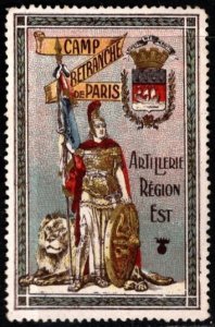 1914 WW One France Delandre Poster Stamp Paris Camp Artillery Eastern Region