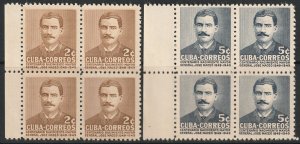 Cuba 1952 Sc 471-2 set blocks MNH**