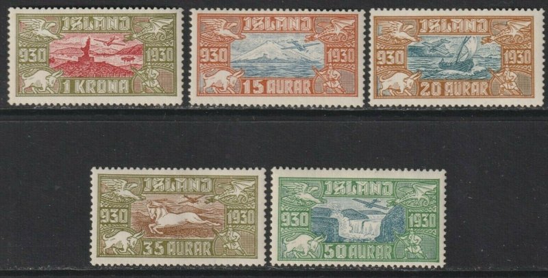 Sc# C4 / C8 Iceland 1930 Icelandic scenes airmail complete set MLMH CV $240.00