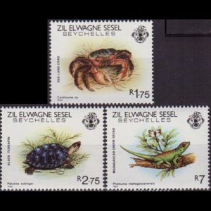 SEYCHELLES-Z.E.S. 1983 - Scott# 43-5 Wildlife Set of 3 NH