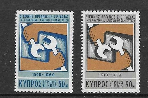 CYPRUS SG327/8 1969 50th ANNIV OF INTERNATIONAL LABOUR GROUP MNH 