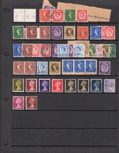 COLLECTION OF QE2 PERFINS ON DOUBLE-SIDED PAGE (PRE-DECIMAL & DECIMAL) 