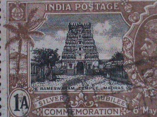 ​INDIA-1935-SC#144 -OVER 87 YEARS OLD- KING GEORGE V- RAMESWARAM TAMPLE-USED-VF