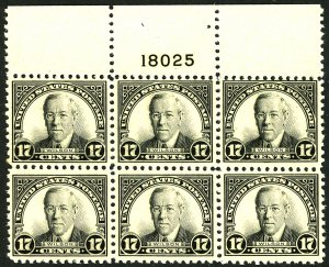 U.S. #623 MINT PL# BLOCK NH