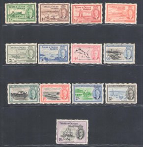 1950 TURKS AND CAICOS, n. 221/233 - 13 values - MNH**