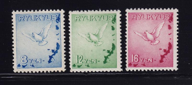 Ryukus # C1 - C3 VF OG never hinged nice color cv $ 150 ! see pic !