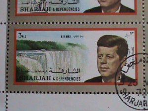 SHARJAH STAMP:1972 PRESIDENT JOHN FRANCIS KENNEDY CTO S/S SHEET VERY FINE