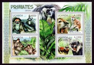 Uganda New Issue Mint NH Primates Sheet 2012!