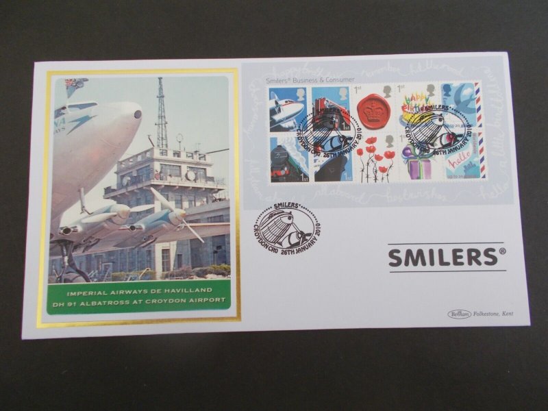 GB 2010 Smilers Business Miniature Sheet on Benham Ltd Edition First Day Cover