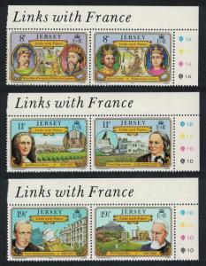 Jersey Links with France 6v pairs Top Right Corners SG#293-298