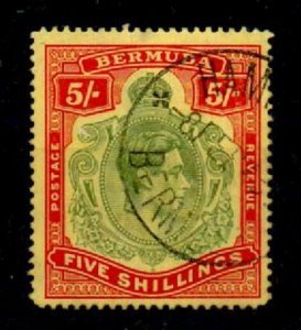 BERMUDA SG118bc 1943 5/= DULL YELLOW-GREEN & RED ON YELLOW BROKEN TAIL VAR USED