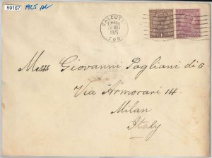 59167 - INDIA - POSTAL HISTORY: COVER from CALCUTA to ITALY - 1925-