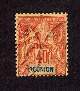 Reunion stamp #47, used,  SCV $19.00