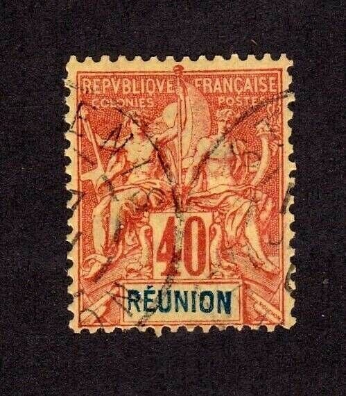 Reunion stamp #47, used,  SCV $19.00