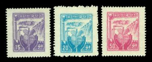 South KOREA 1955 Afforestation - TREES - Definitives set  Sc# 212A-212C mint MNH