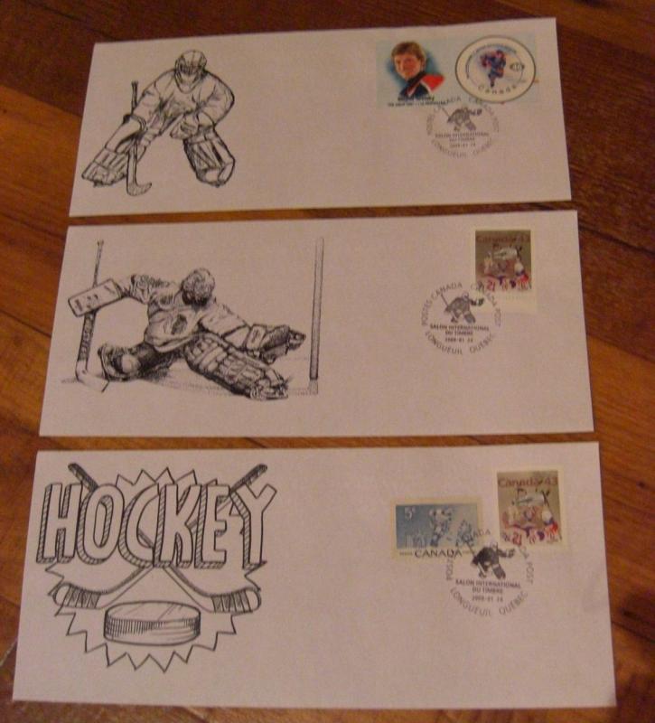 LOT#5 -Canada Special Hockey Stamp show cover-Qtt3 -Goaler + Puck --Value$60.00