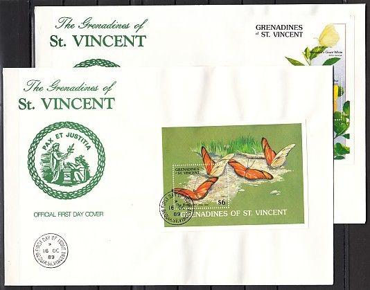 St. Vincent, Grenadines. Scott cat. 669-670. Butterflies s/sheets. 2 First day.