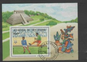 IVORY COAST #755 1985 WORLD CUP SOCCER MINT VF NH O.G CTO S/S