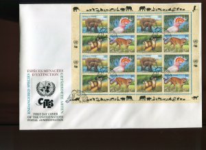 SET OF 9 United Nations 1997-9 ENDANGERED SPECIES JUMBO FDC'S NY, GENEVA, VIENNA